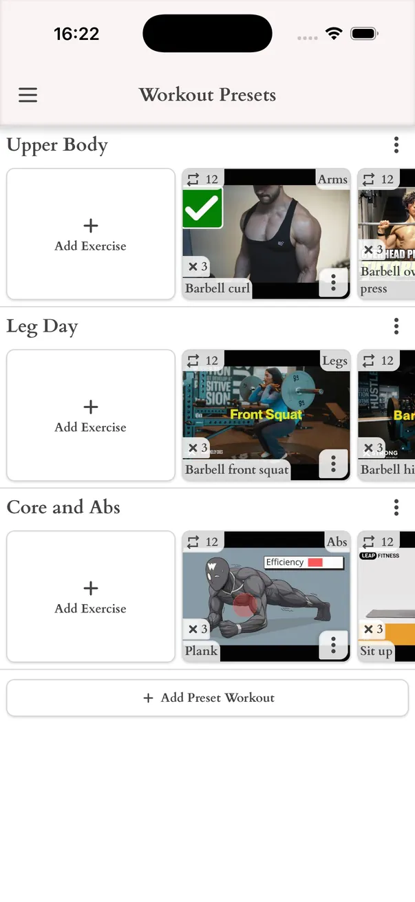 Workout Presets - Kenco Life